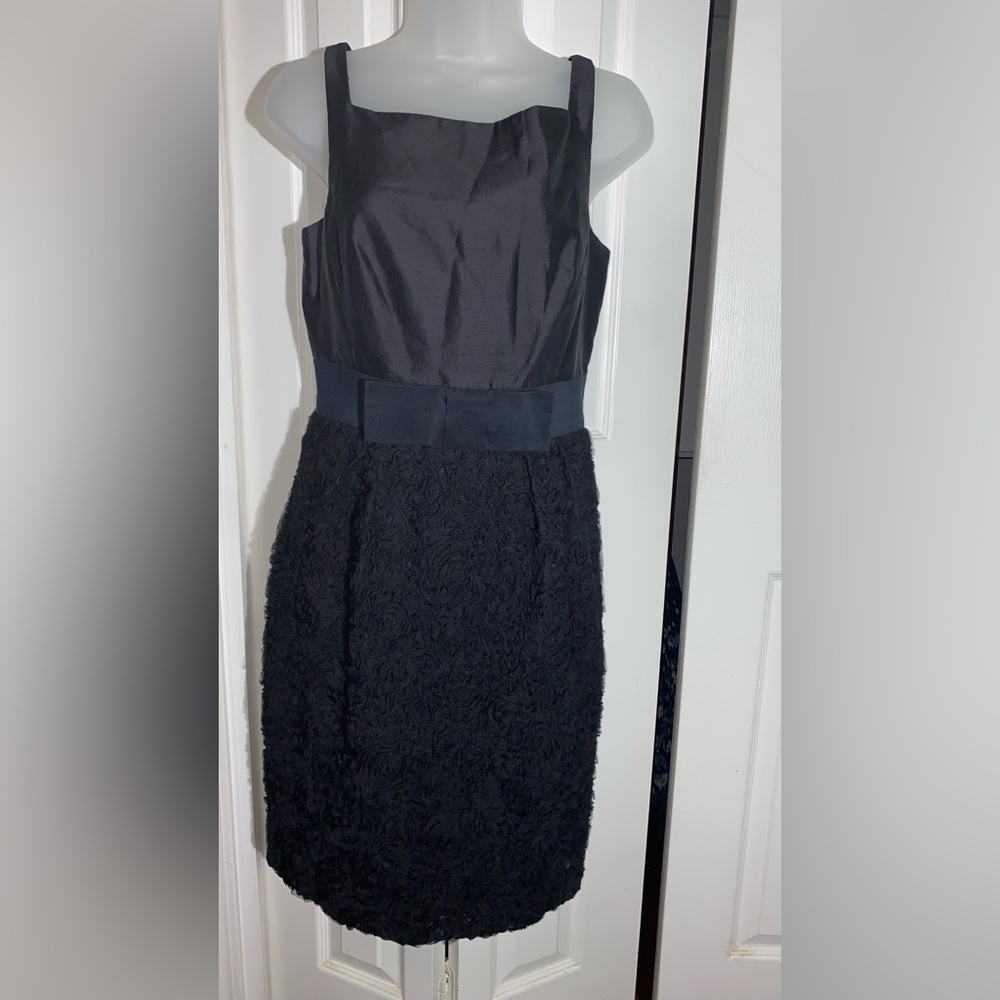 Kay Unger New York 8 Little Black Silk Rosette Chiffon Dress Bloomingdale's AA08